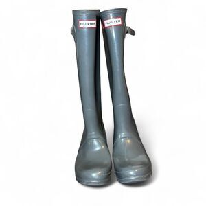 Hunter Original Tall Gloss Rain Boots Women’s Size 8M Gray Waterproof W23616